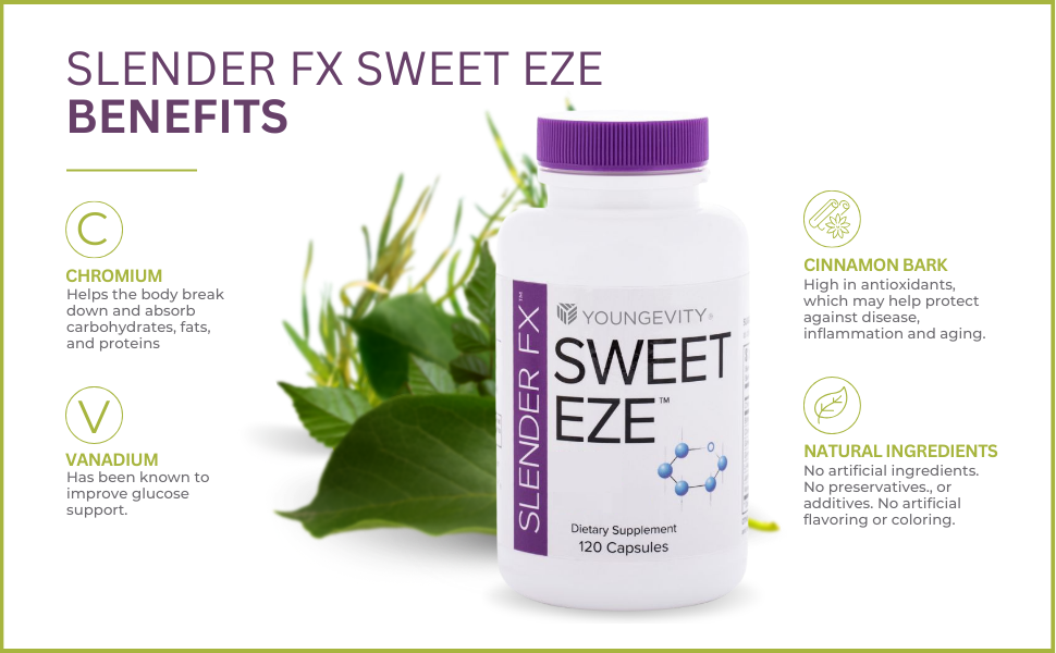 Youngevity Slender Fx Sweet Eze 120 capsules 4 Pack Dr. Wallach - FREE SHIPPING